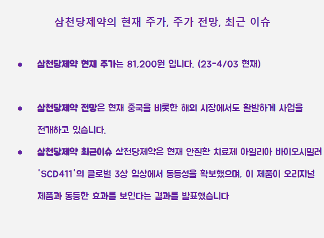 삼천당제약 최근 주가 이슈 요약