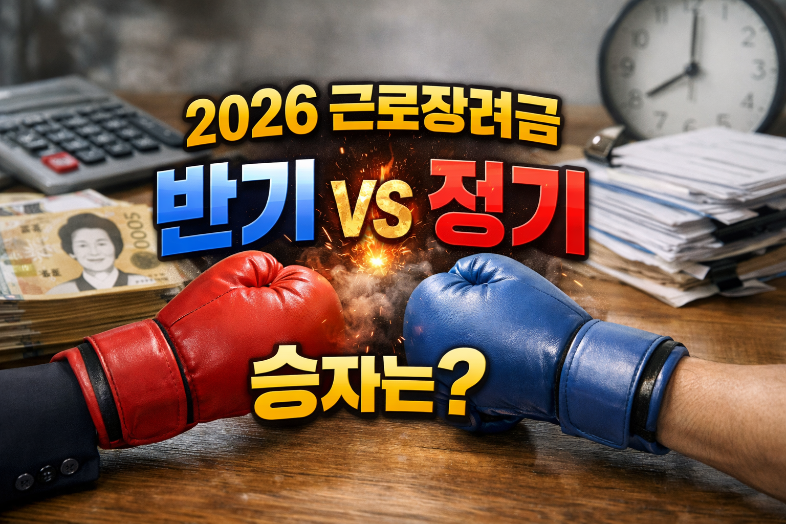 2026 근로장려금 반기신청과 정기신청 비교 이미지, 지급 시기와 정산 방식 차이 설명