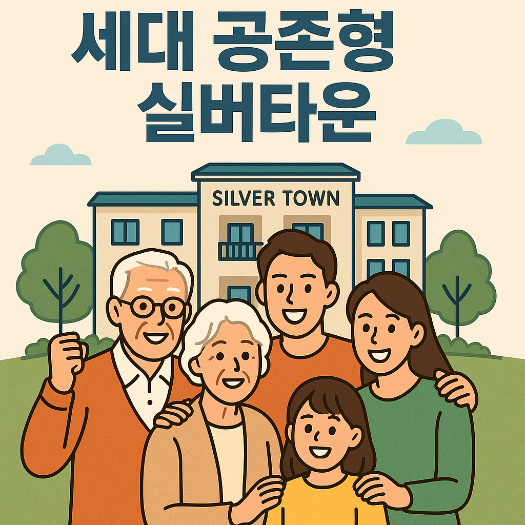 세대 공유형 실버타운에 거주하며 행복하게 사는 모습