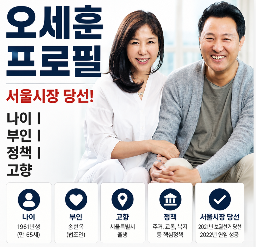 오세훈 프로필 ❘ 서울시장 당선 나이 부인 자녀 정책 고향