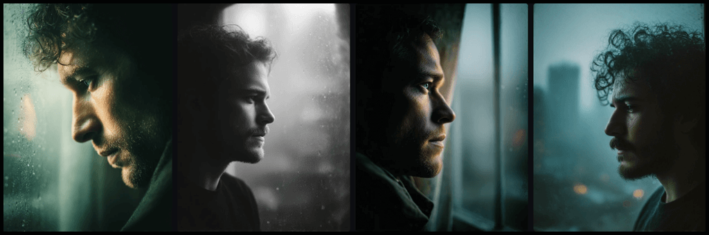 감성 키워드 moody 중심으로 구조화된 프롬프트 인물 이미지_Midjourney