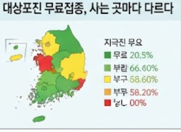 대상포진 무료접종 사는 곳마다 다르다 슬로건이 있는 인포그래픽