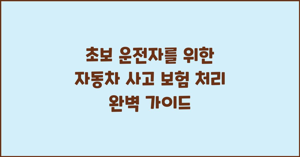 초보 운전자를 위한 자동차 사고 보험 처리