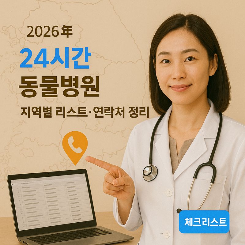 24시간 동물병원 2026년 | 지역별 리스트·연락처 정리