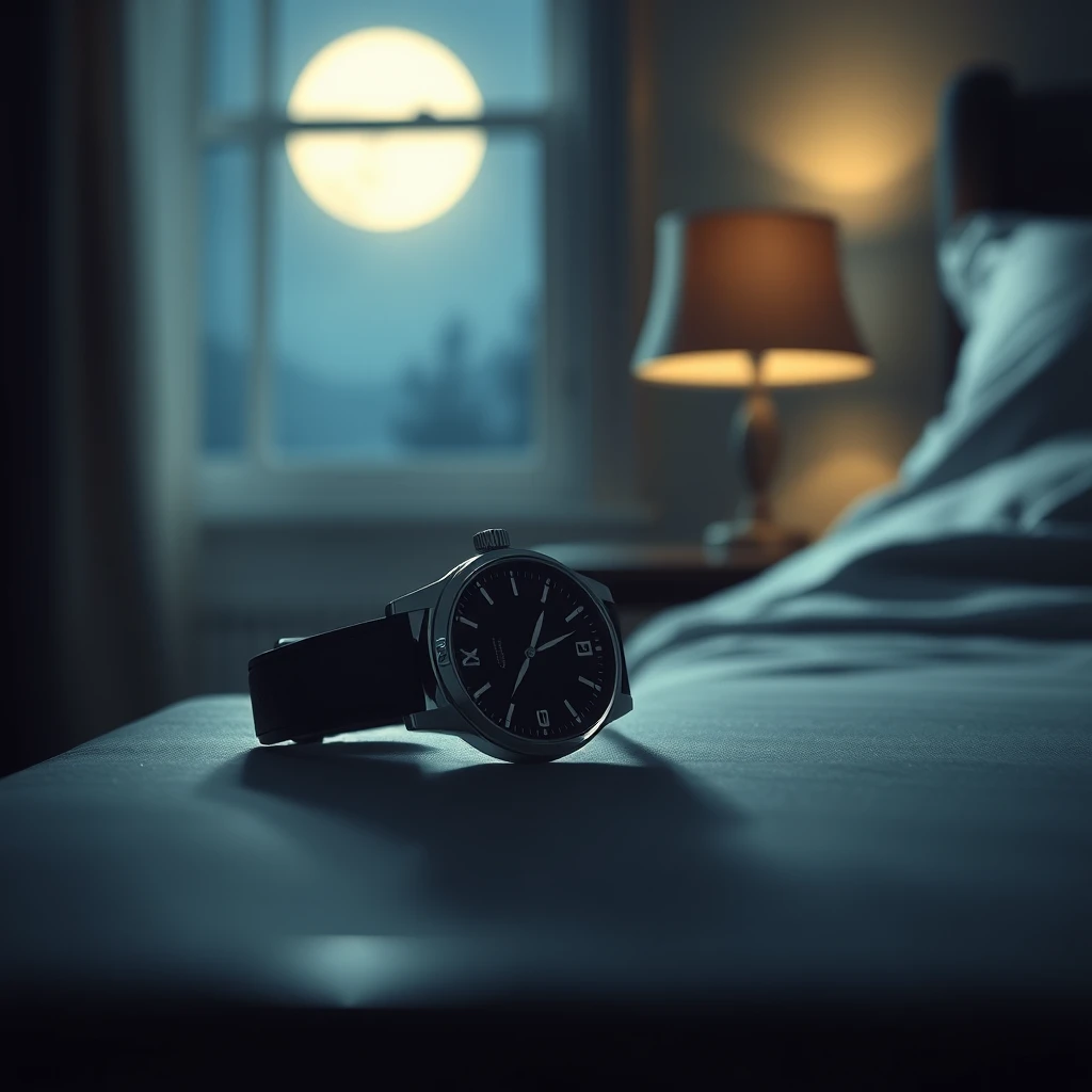 침대위의 손목시계