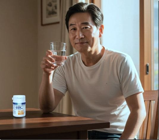 이모튼캡슐 복용법과 부작용, 이모튼캡슐 복용하는 남성 사진