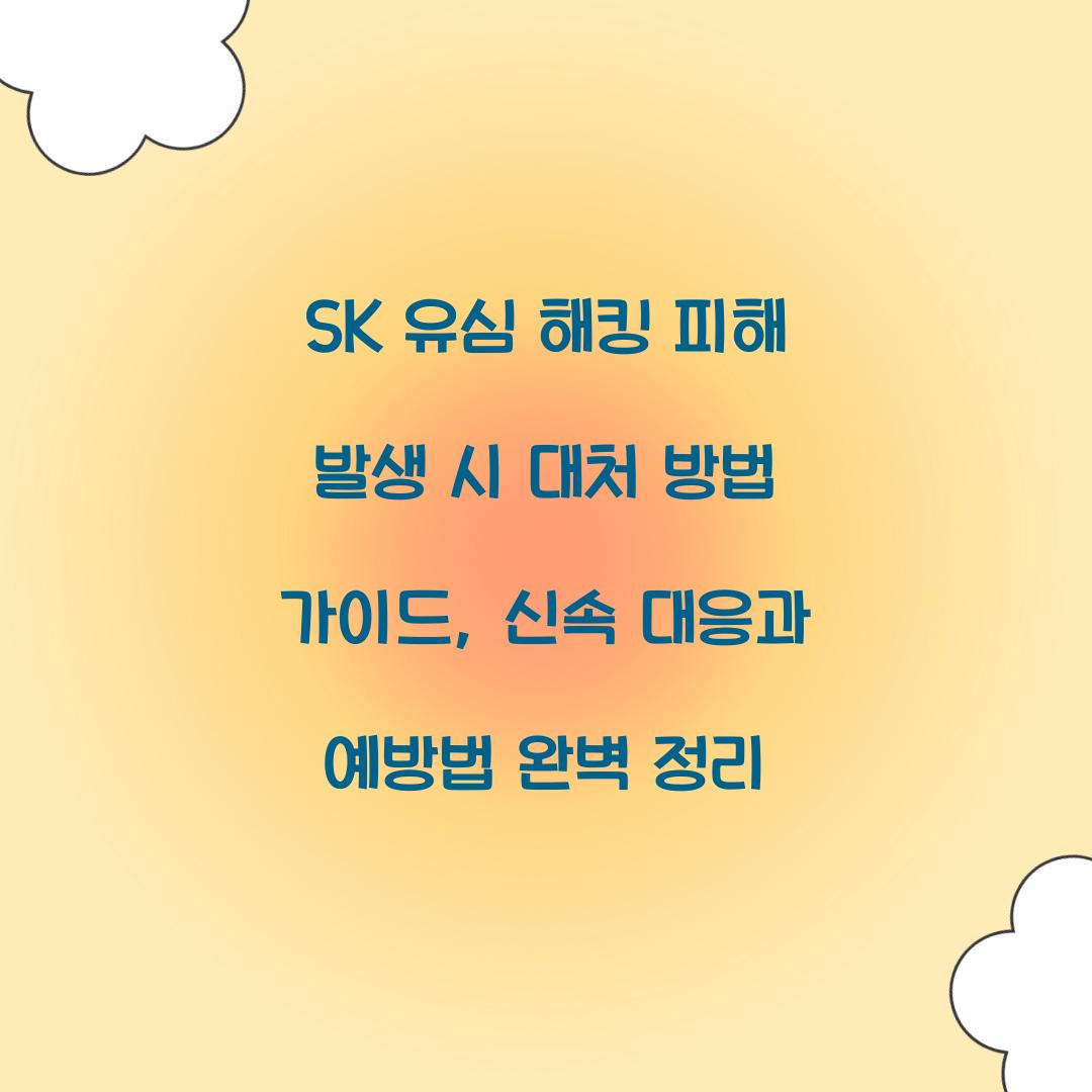 SK 유심 해킹 피해 발생 시 대처 방법