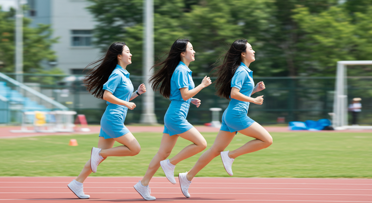 달리기를 하는 한국 학생들