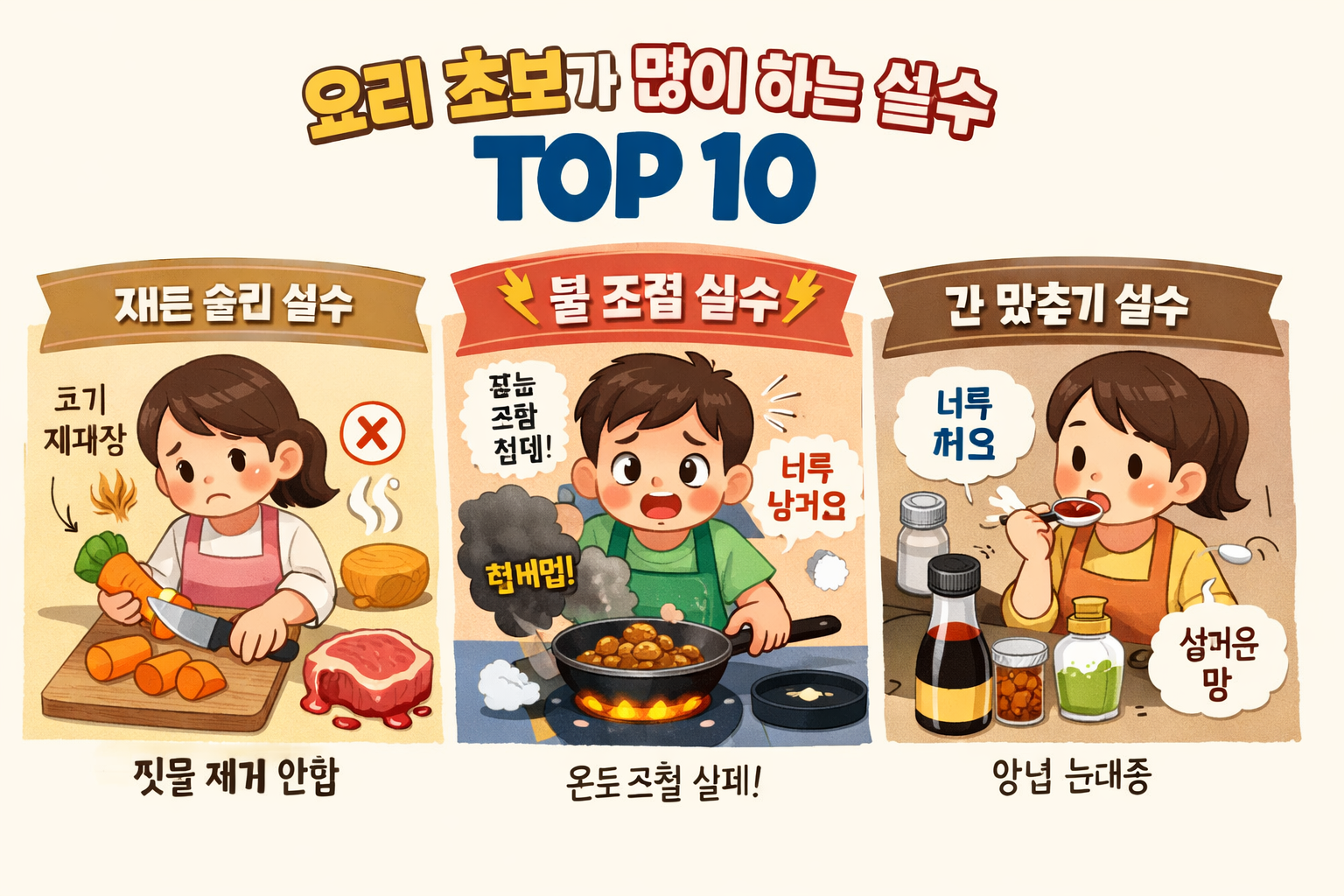 요리 초보가 가장 많이 하는 실수 TOP 10