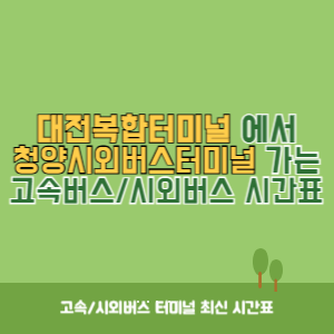 대전복합터미널에서 청양시외버스터미널 가는 시외버스 시간표 최신정보