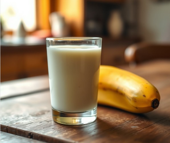 따뜻한 우유와 바나나