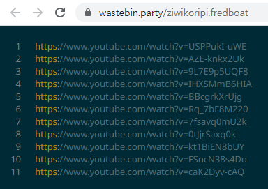 프레드봇 내보낸 음악 목록 예시