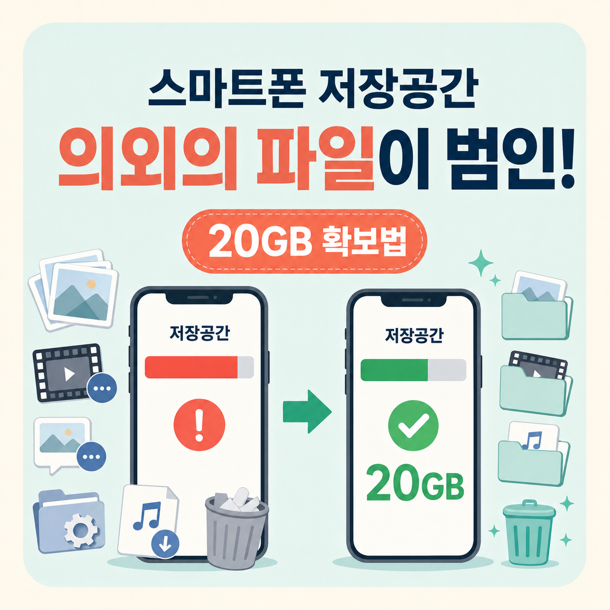 스마트폰 저장공간을 가장 많이 차지하는 의외의 파일들과 20GB 확보법