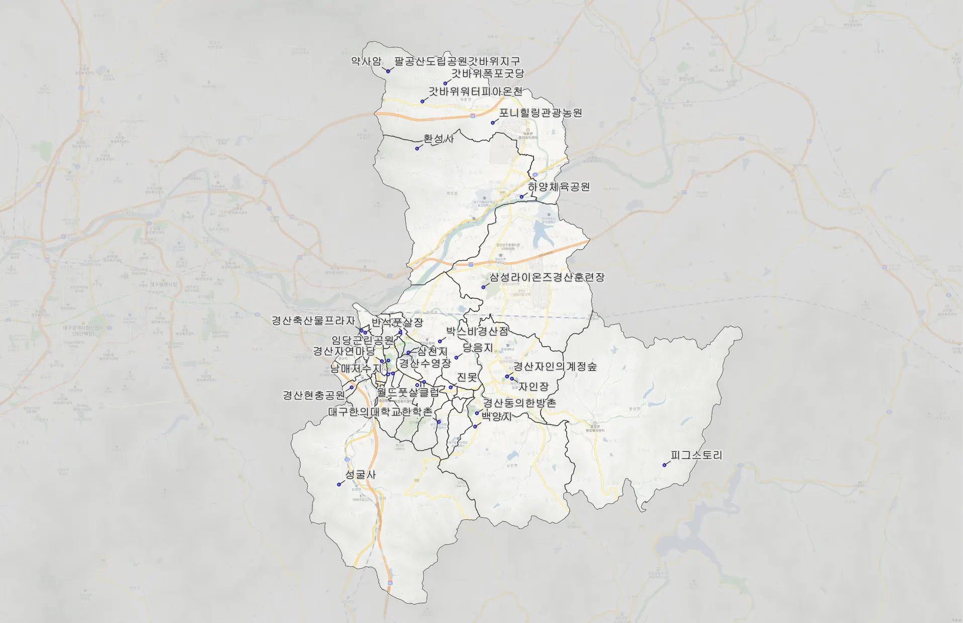 경산 관광지 추천 30 위치도