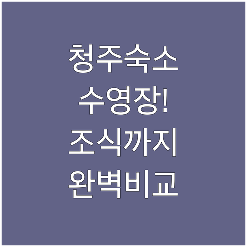 청주 숙소 추천 5곳 위치부터 수영장..