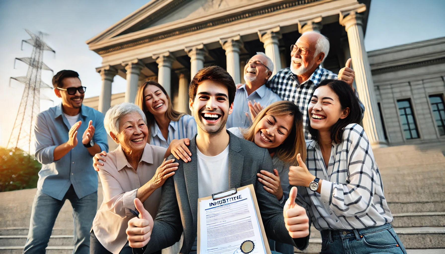 상속 등기 완료 후 안도하며 미소 짓는 A씨와 가족들의 모습