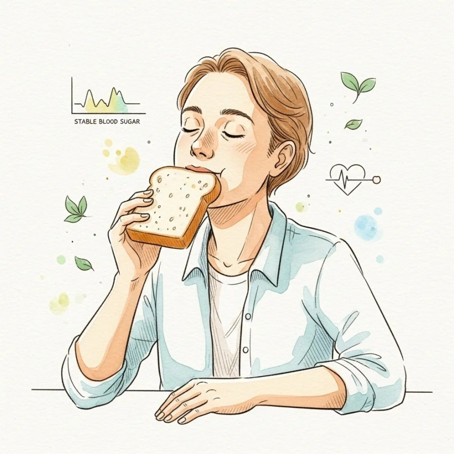 통밀빵 섭취로 혈당과 콜레스테롤이 안정되는 모습