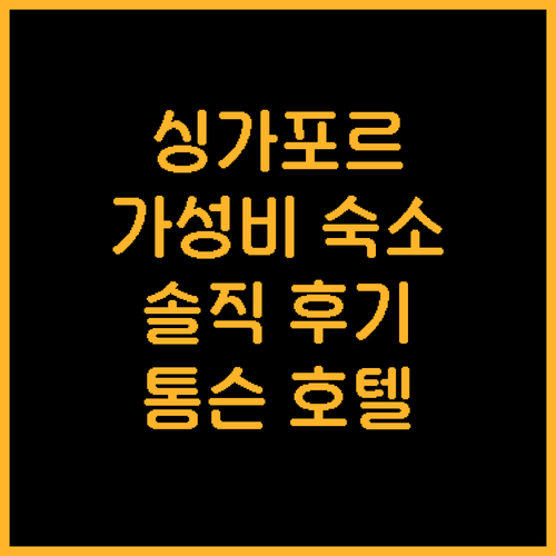 싱가포르 밸류 호텔 톰슨 추천! 가성..