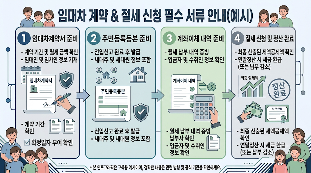 월세 세액공제 신청에 필요한 계약서와 월세 납부 증빙 서류 안내