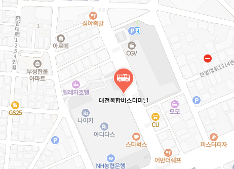대전복합버스터미널 위치-지도