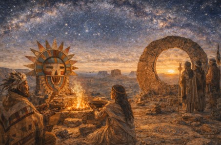 호피족이 별과 태양의 움직임을 관측하는 모습