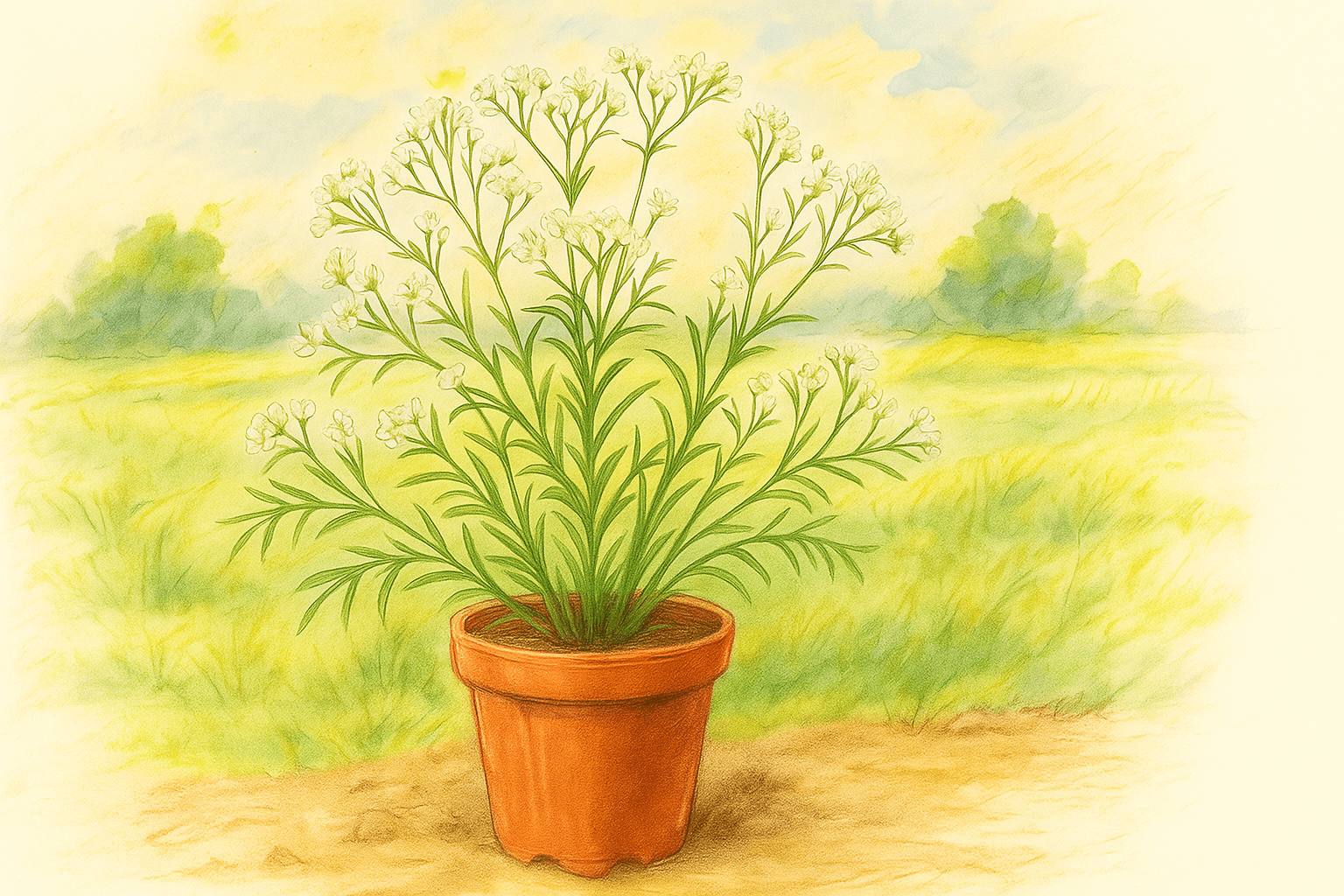 화분에 심겨진 안개꽃 모습