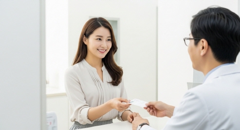 병원에서 약 처방을 받는 모습