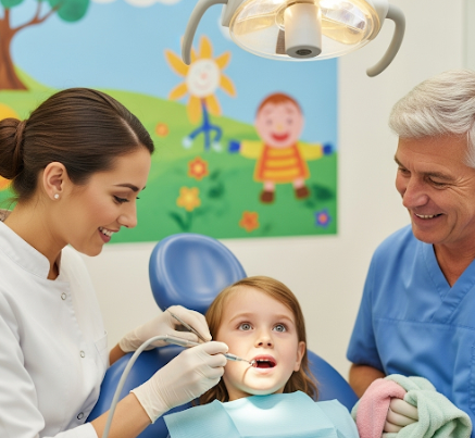 치과치료를 받고있는 아이