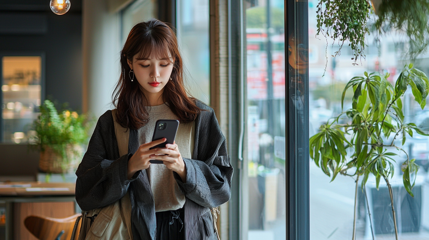 휴대폰으로-인스타그램화면-보는-한국여자03