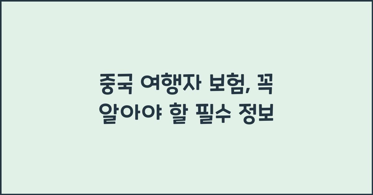 중국 여행자 보험