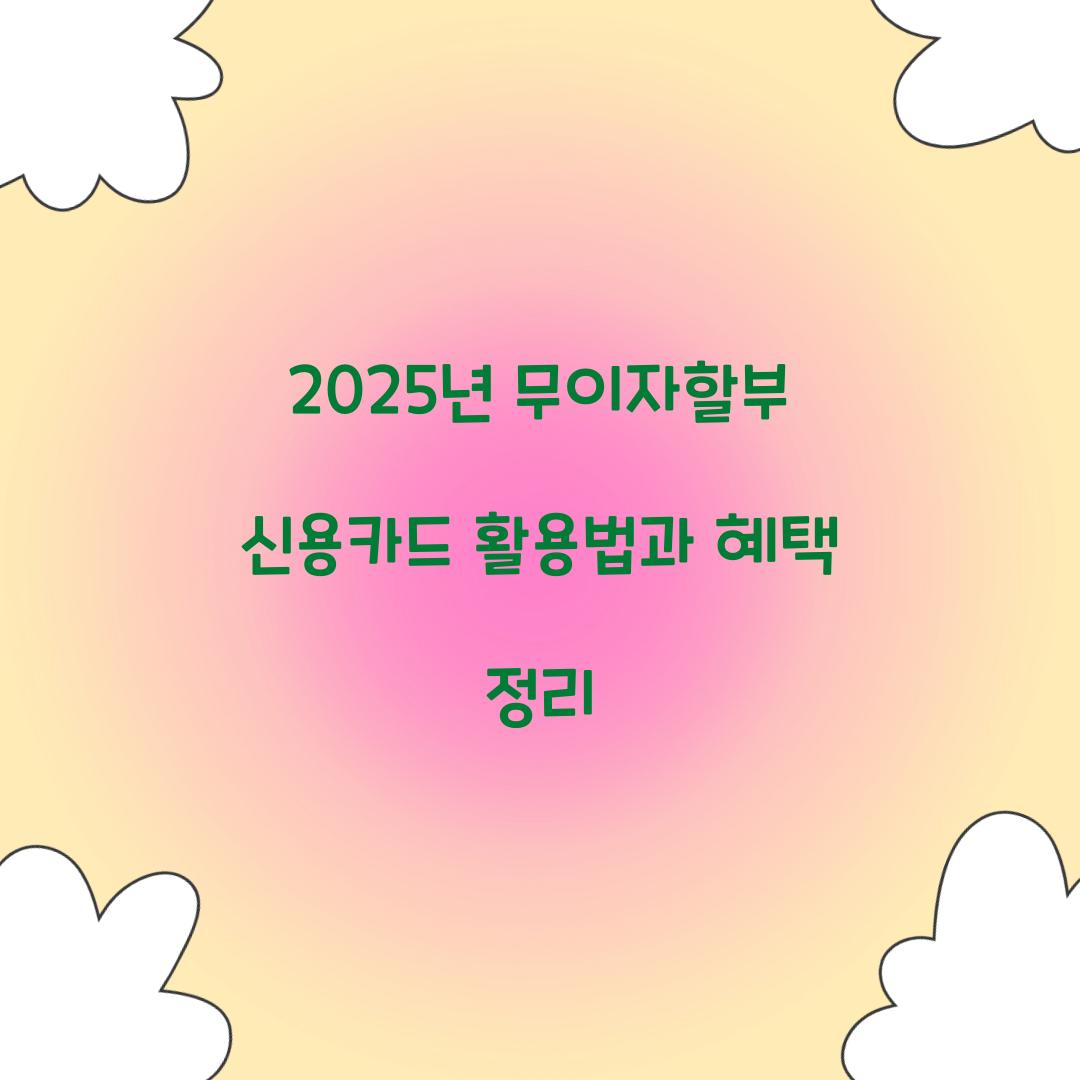 2025년 무이자할부 신용카드