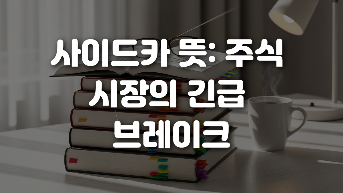 사이드카 뜻 주식 시장의 긴급 브레이크