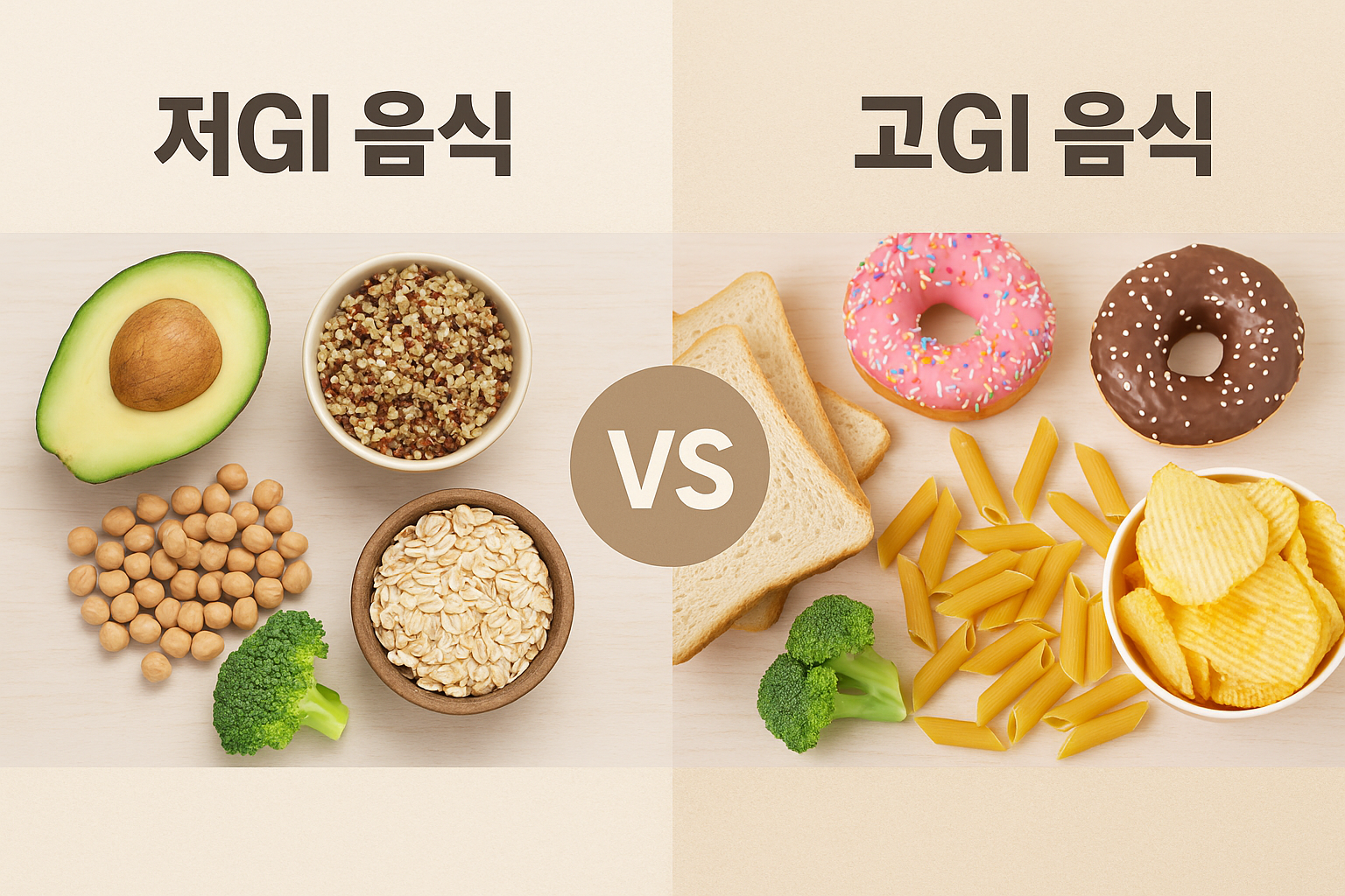 저GII음식 과 고 GI음식 비교이미지
