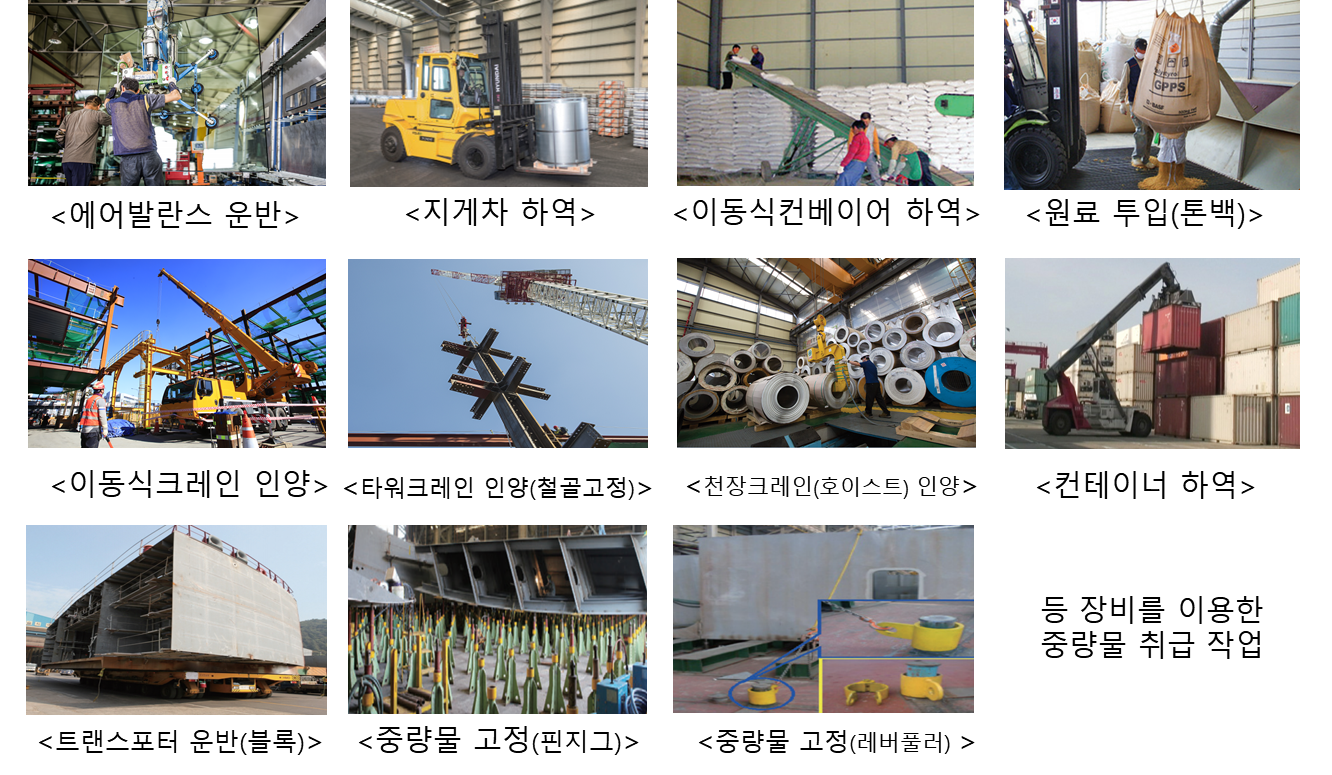 중량물 취급 작업 예시