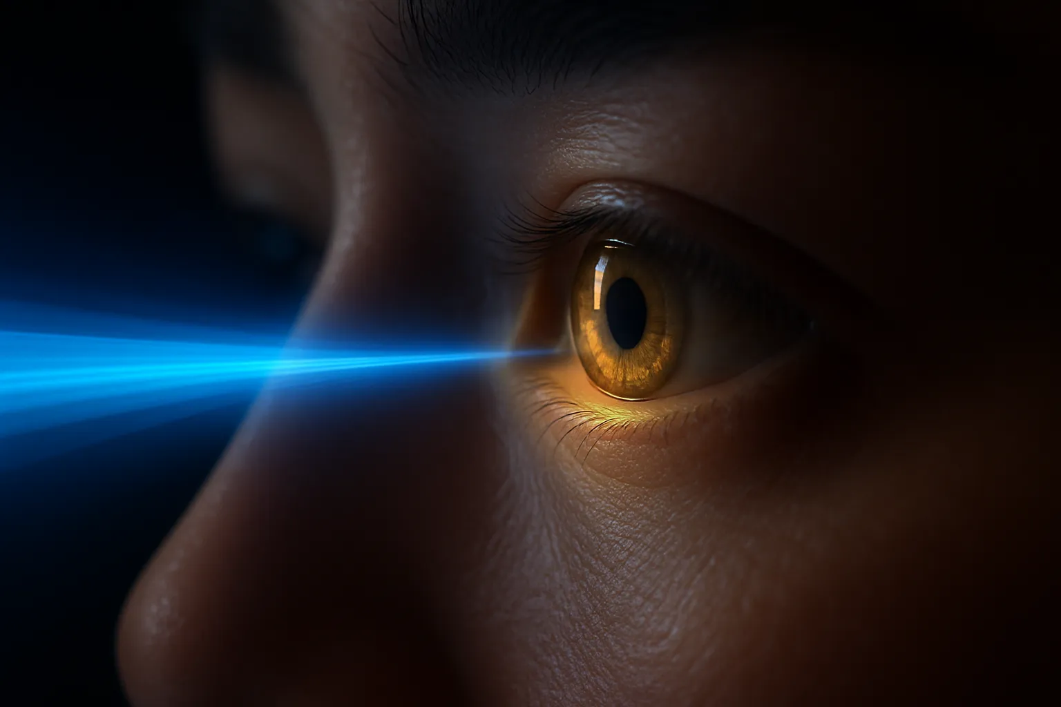 "루테인과 지아잔틴이 스마트폰의 블루라이트로부터 눈의 황반을 보호하는 모습"