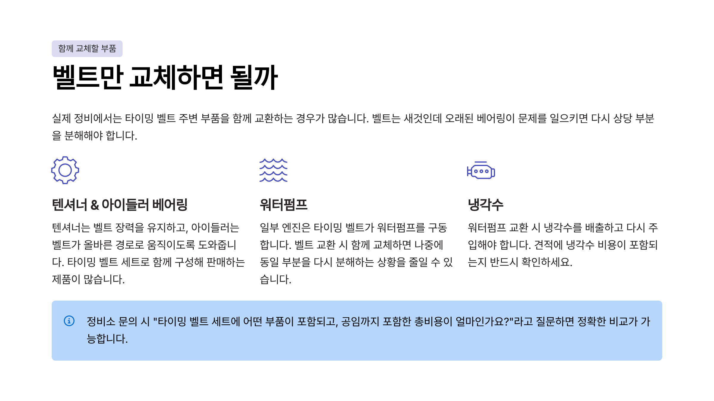 타이밍 벨트 교환시기 타이밍 벨트 교환비용