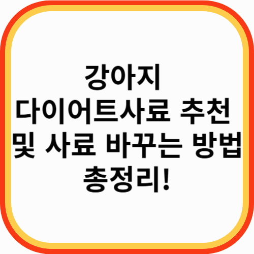 강아지 다이어트사료 추천 및 사료 바꾸는 방법 총정리!