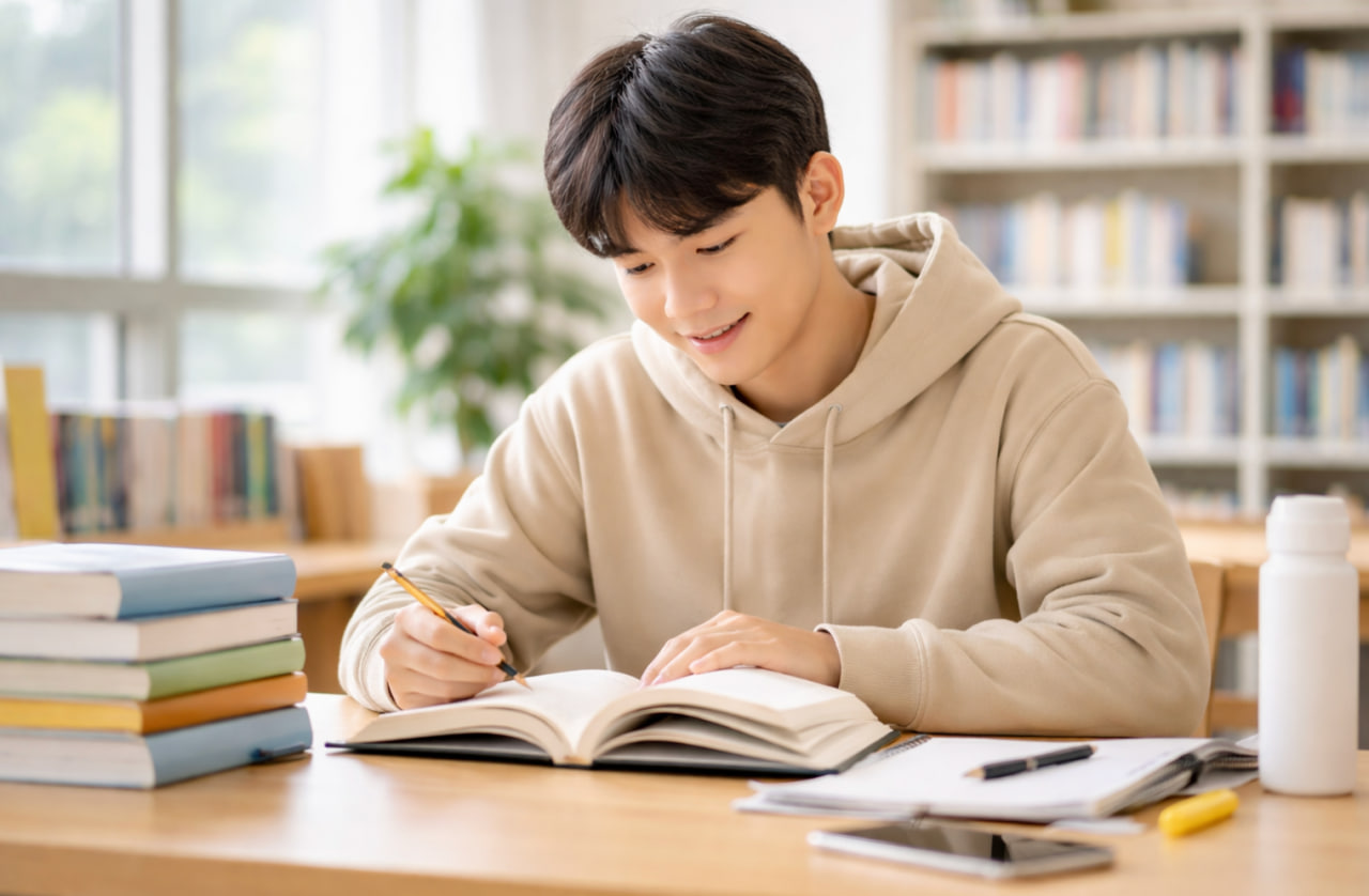 독서하는 학생 관련한 이미지