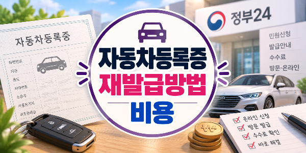 자동차등록증 재발급방법 비용