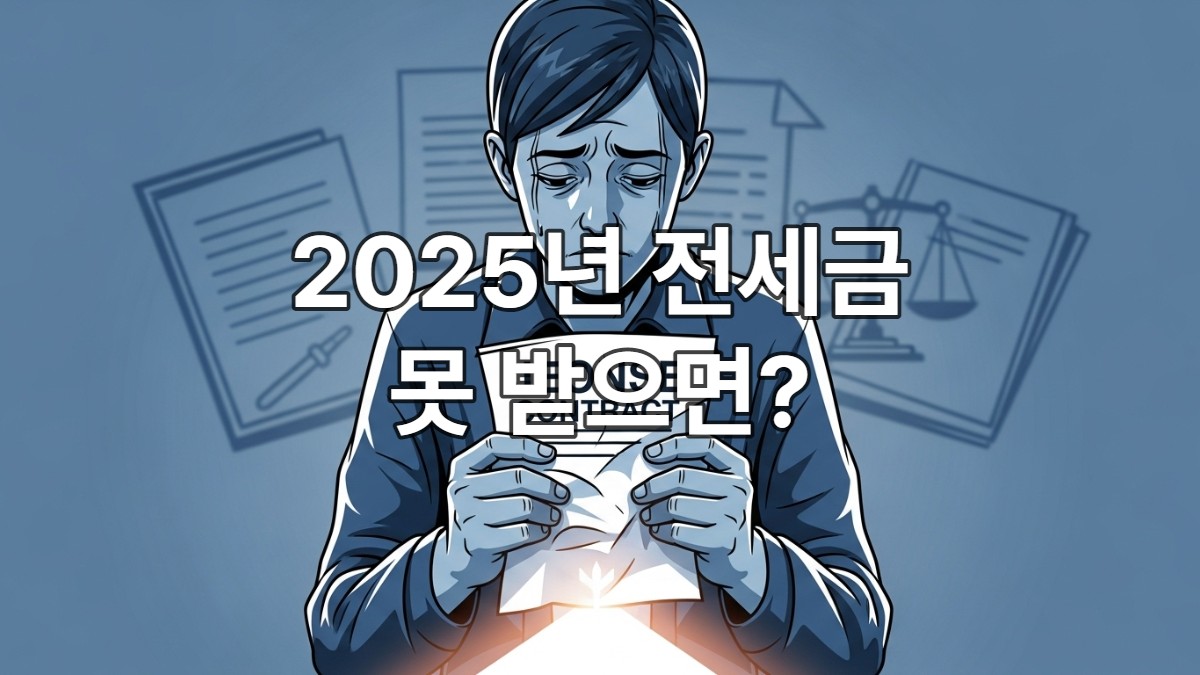전세 계약서와 법률 서류를 들고 걱정하는 사람의 모습, 2025년 개정된 전세 보증금 반환 지연에 대한 법적 대응의 중요성을 강조합니다.