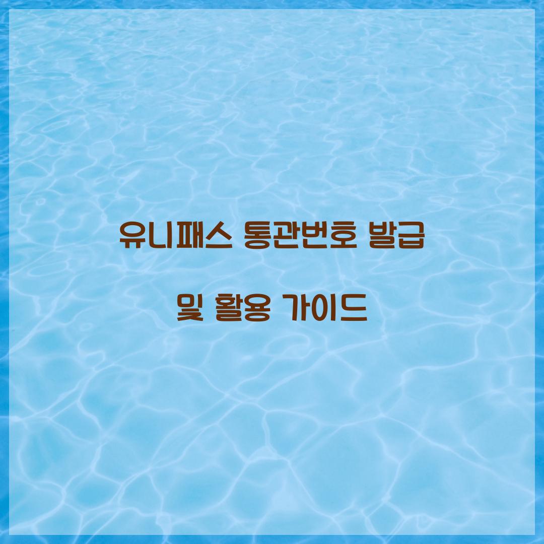 유니패스 통관번호