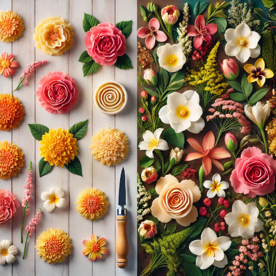 슈가플라워와 생화