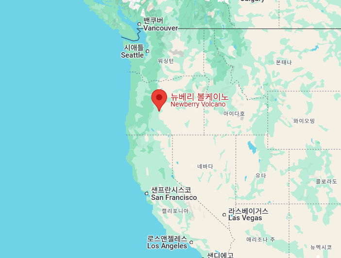 뉴베리 볼케이노의 위치를 알 수 있는 지도