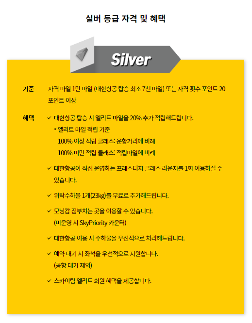 대한항공 실버등급 