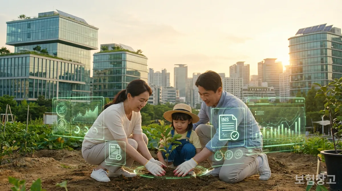 ESG 경영과 연계된 보험 상품의 확산을 상징하는 한국 가족