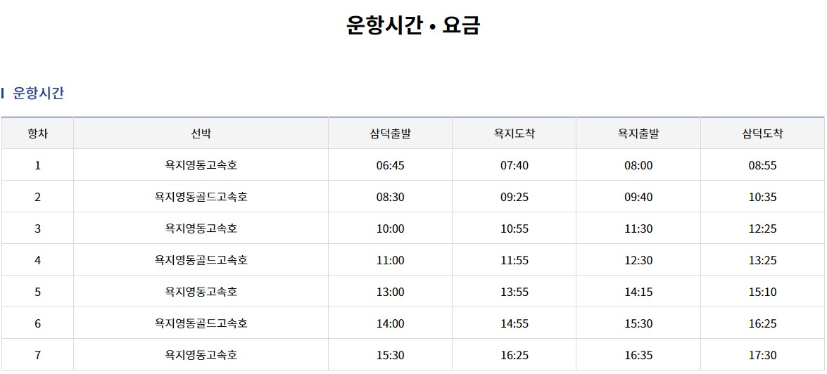 욕지도-배시간표