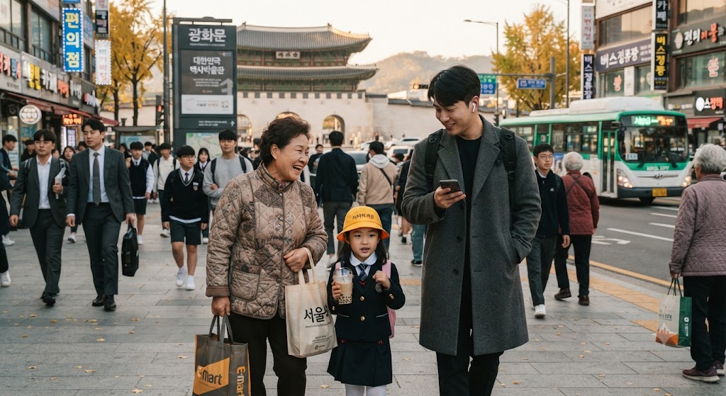 서울 시민인 가족의 모습
