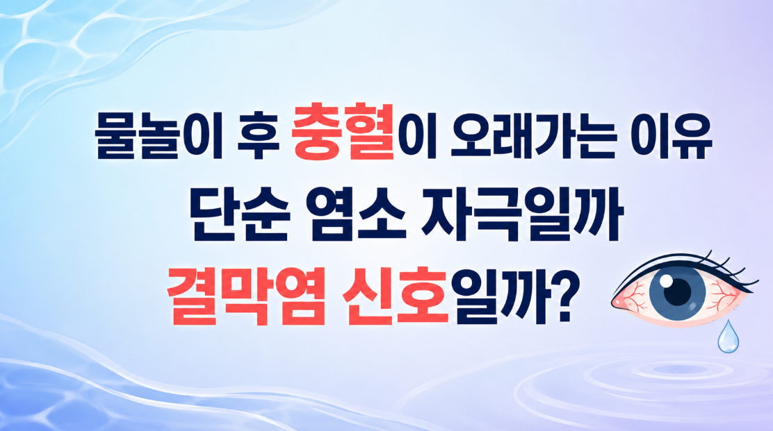 물놀이 후 충혈이 오래가는 이유, 단순 염소 자극일까 결막염 신호일까?