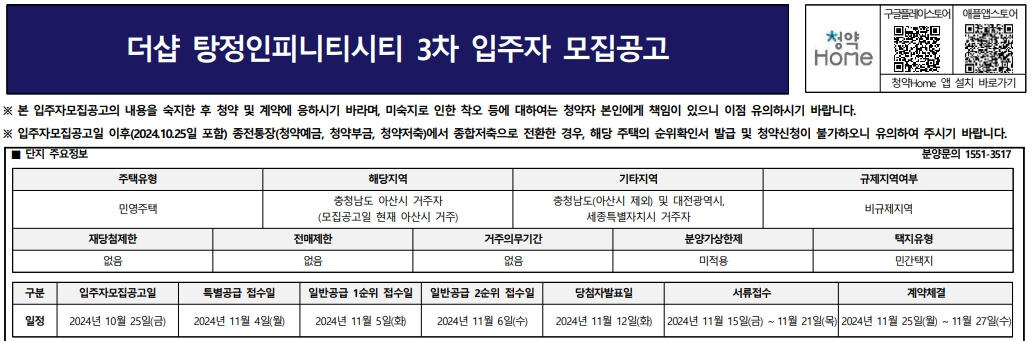 더샵 탕정 인피니티시티 3차 청약 분석