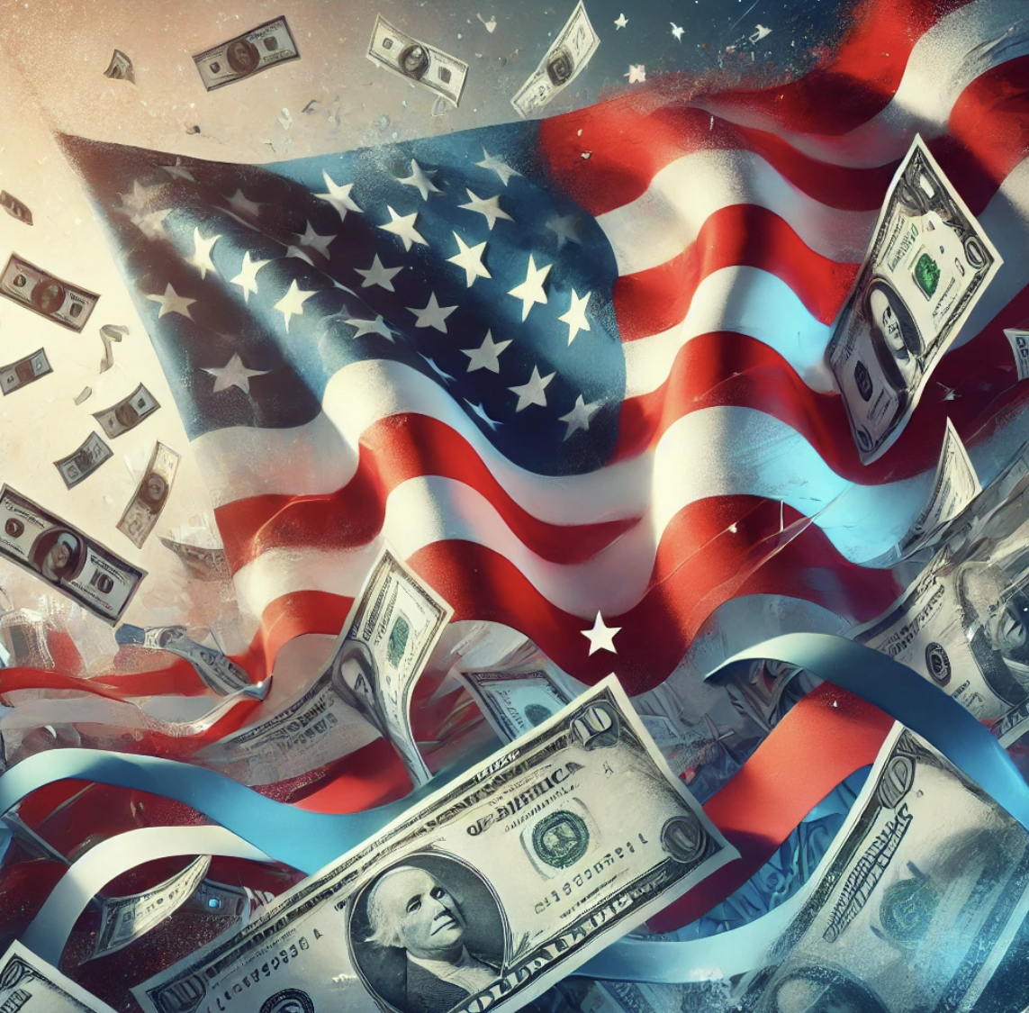 미국 국기와 달러 이미지